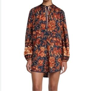 ZIMMERMANN Belted Floral-Print Silk-Habotai Tunic | NWT